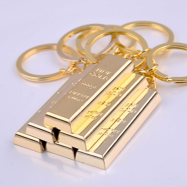 Wholesale Imitation Gold Bar Pendant Zinc Alloy Keychains